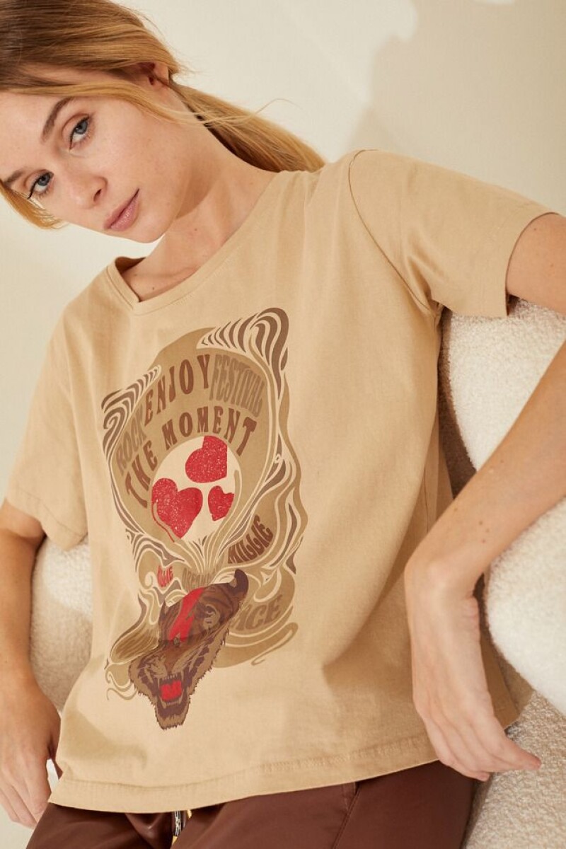 REMERA TIGER ROCK - BEIGE 