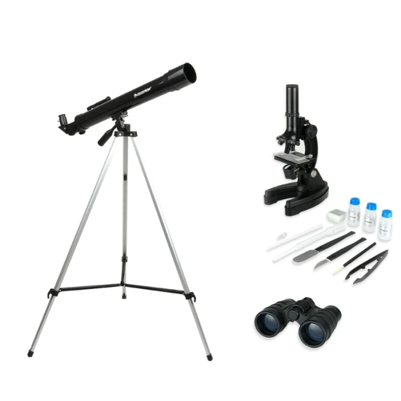 Combo Científico Celestron – Telescopio, Microscopio y Binoculares Combo Científico Celestron – Telescopio, Microscopio y Binoculares