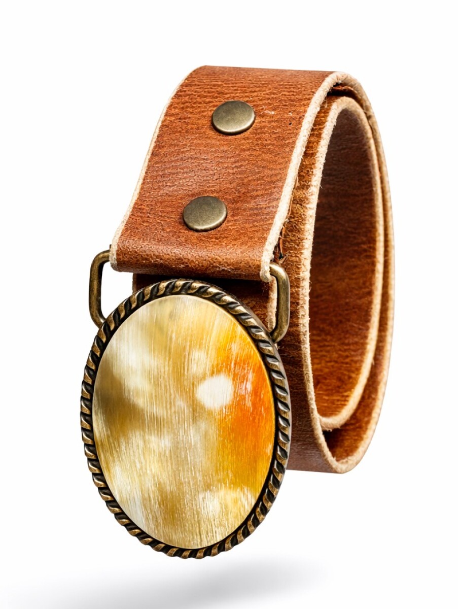 Cinto Cuero crudo y guampa - Ovalado 