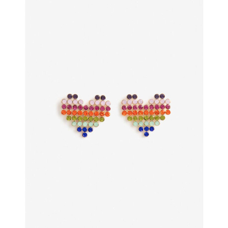 Aros Pasantes Corazón Strass Combinacion Multicolor