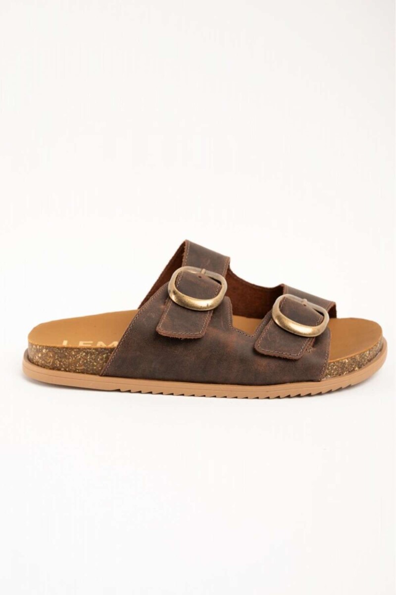 Sandalias De Doble Hebilla - Chocolate 