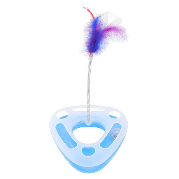 Juguete Para Gato Interactivo Pluma Con Movimiento Y Pelota Color Variante Azul
