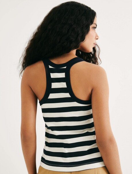 MUSCULOSA CUELLO EN U DE RAYAS NEGRO
