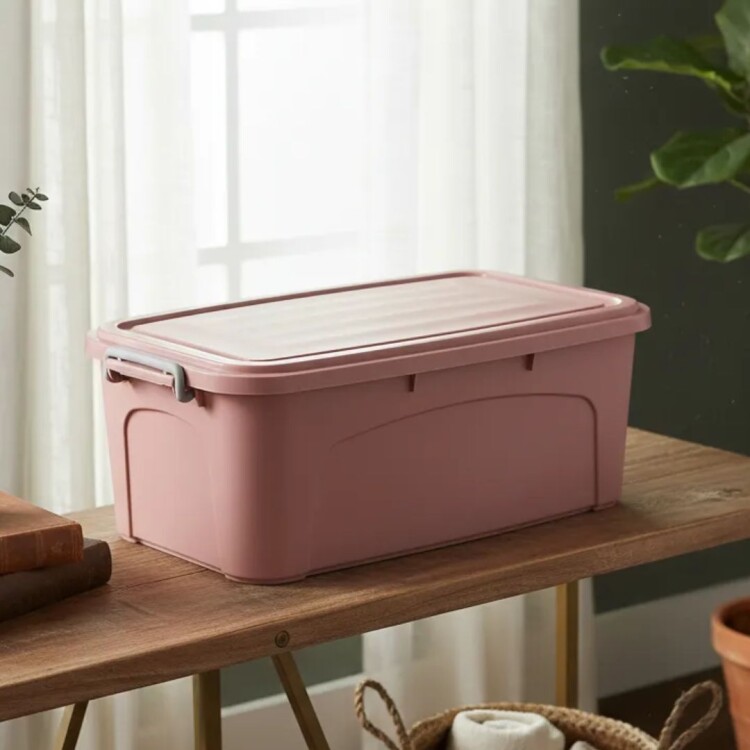 CAJA ORGANIZADORA APILABLE 30 LITROS ROSA CORAL
