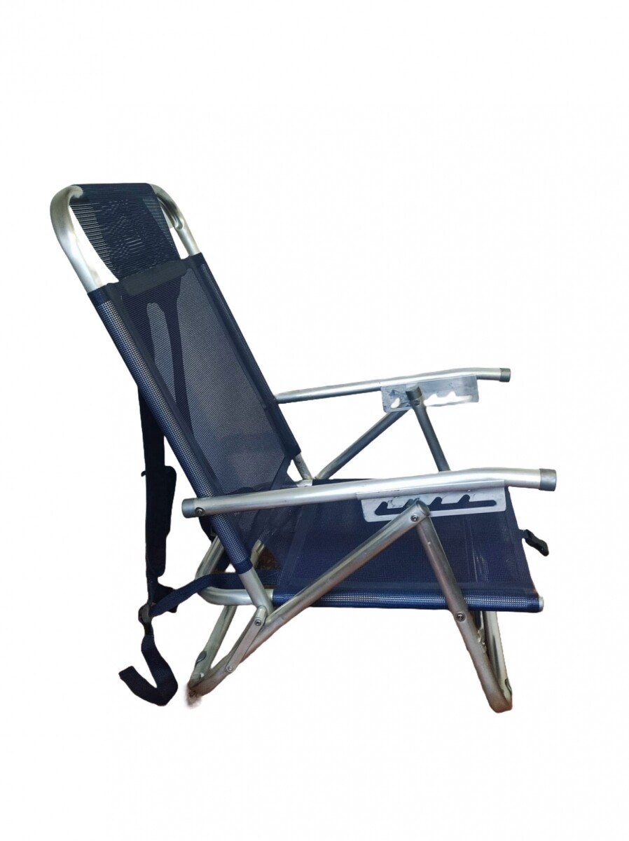 Reposera Playa En Aluminio Reclinable C/mochila Miami Beach - AZUL 