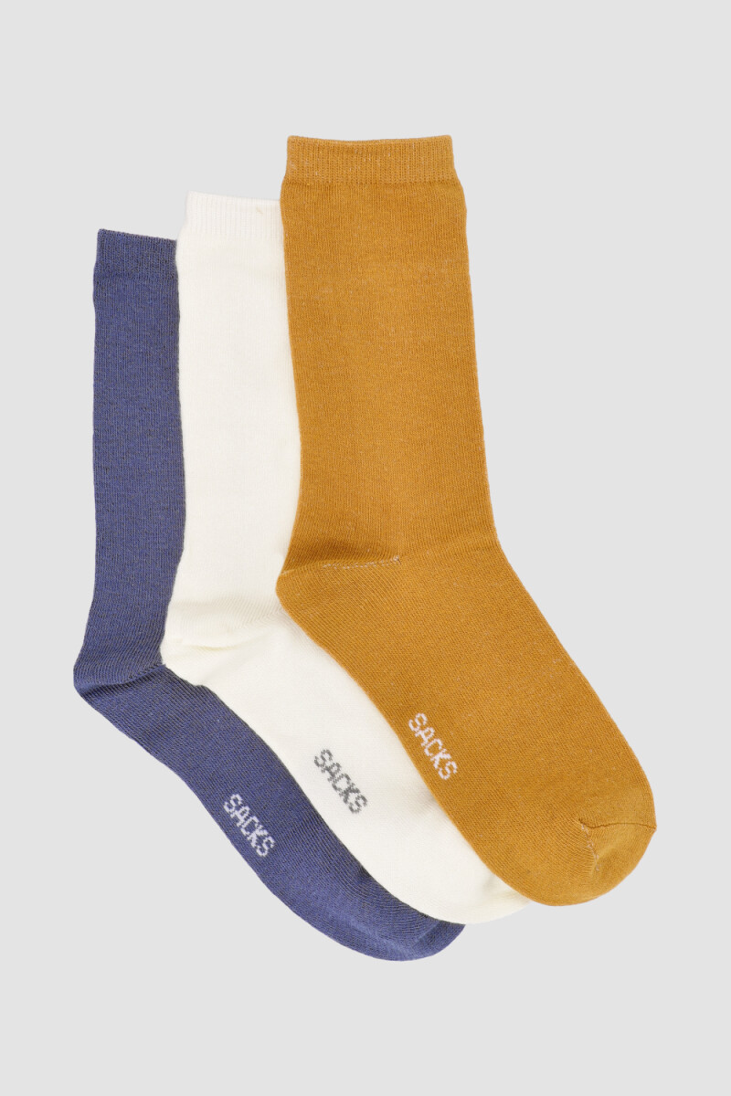Pack de tres medias lisas. de algodón. en varios colores sur Variante 33