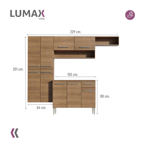 Mueble de Cocina completo 229cm Rustico