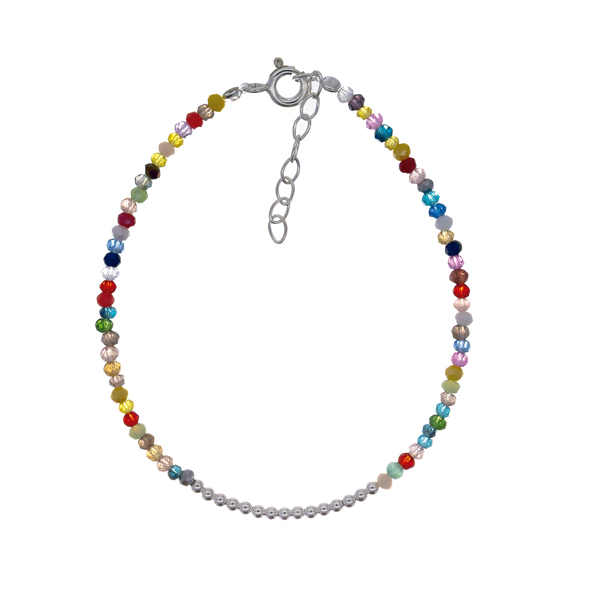 Pulsera de plata 925 con cuentas de acrílico. 