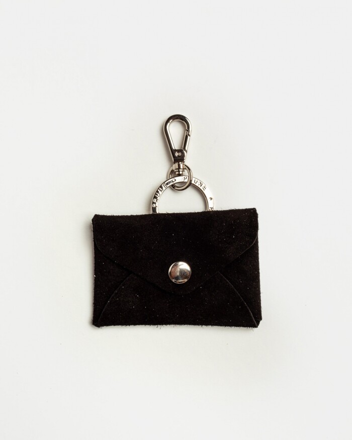 Llavero charm Mila en cuero gamuza Negro