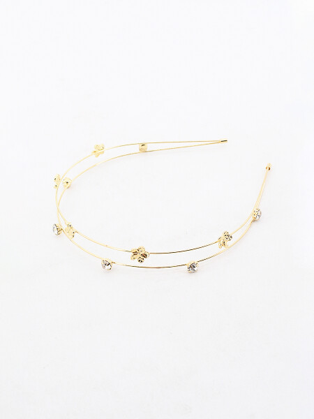 TIARA CON FLORES DORADO