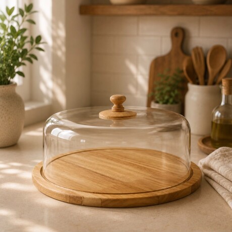 Campana para Tortas con Base de Madera de Bambú y Tapa Acrílica – Ø 33,5 cm x Alto 16.5cm Campana para Tortas con Base de Madera de Bambú y Tapa Acrílica – Ø 33,5 cm x Alto 16.5cm