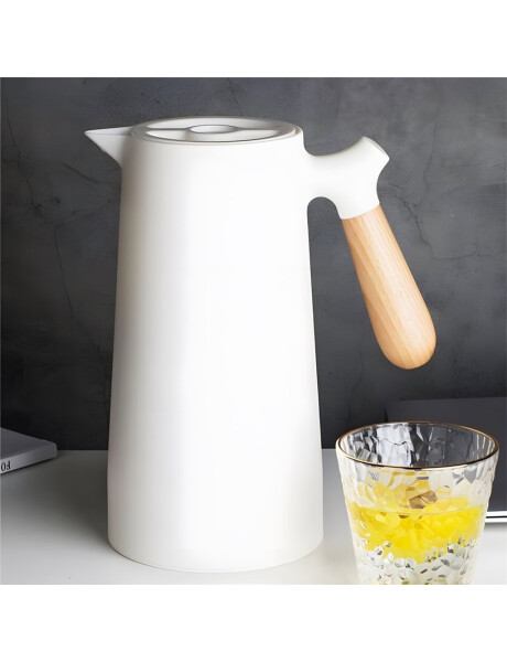 JARRA TERMICA 1L PLASTICO MANGO MADERA BLANCO JARRA TERMICA 1L PLASTICO MANGO MADERA BLANCO