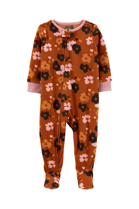 Pijama una pieza de micropolar con pie diseño floral Sin color