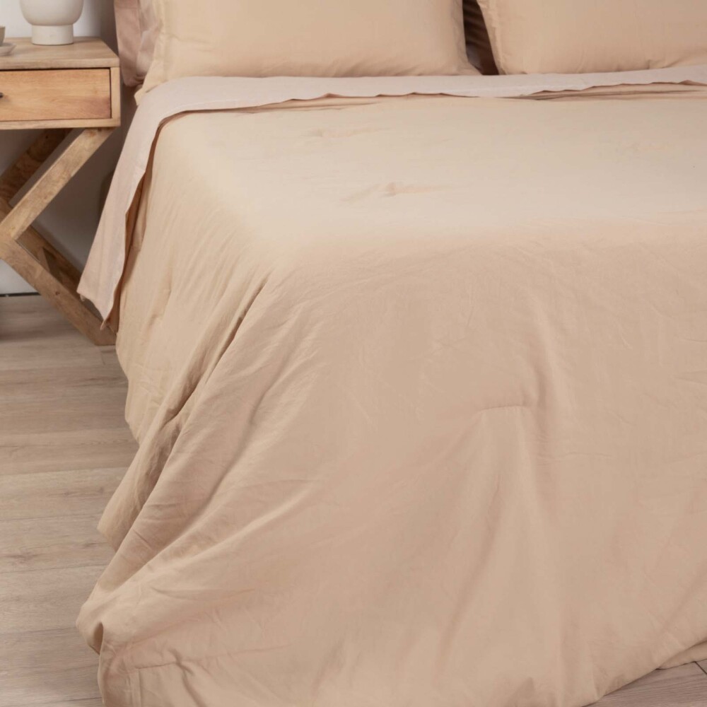 SET CUBRECAMA 1 1/2 PLAZA POLIESTER MARRON PREWASHED MIEL