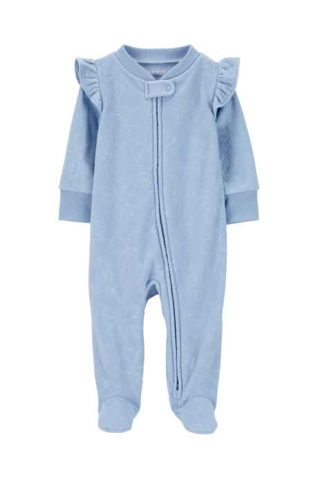 Pijama una pieza de micropolar, con pie, diseño floral Sin color
