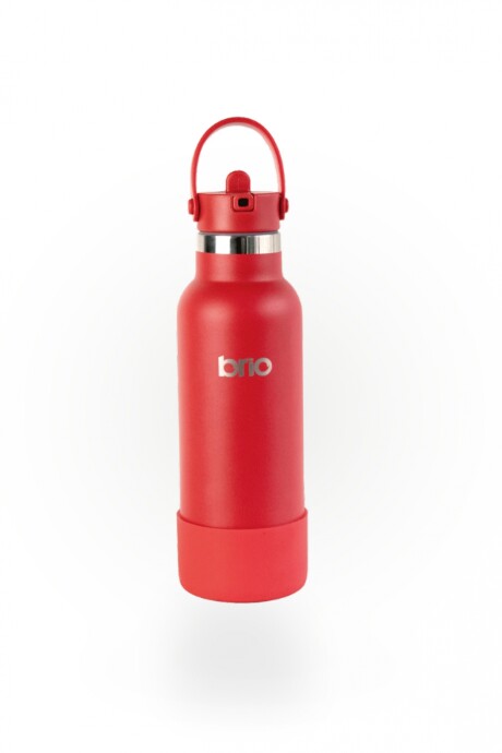 Botella En Acero Inoxidable brio 500ml Con Sorbito Y Manija Roja