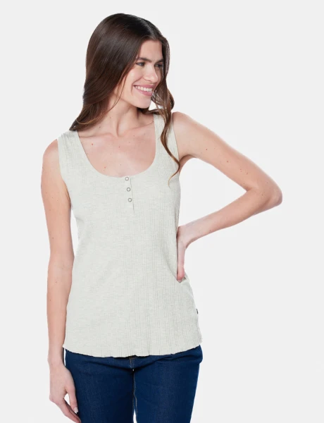 MUSCULOSA RIB CON BOTONES Beige