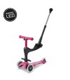 Monopatín 3 en 1 Micro Deluxe LED Ajustable con 3 Ruedas Rosa
