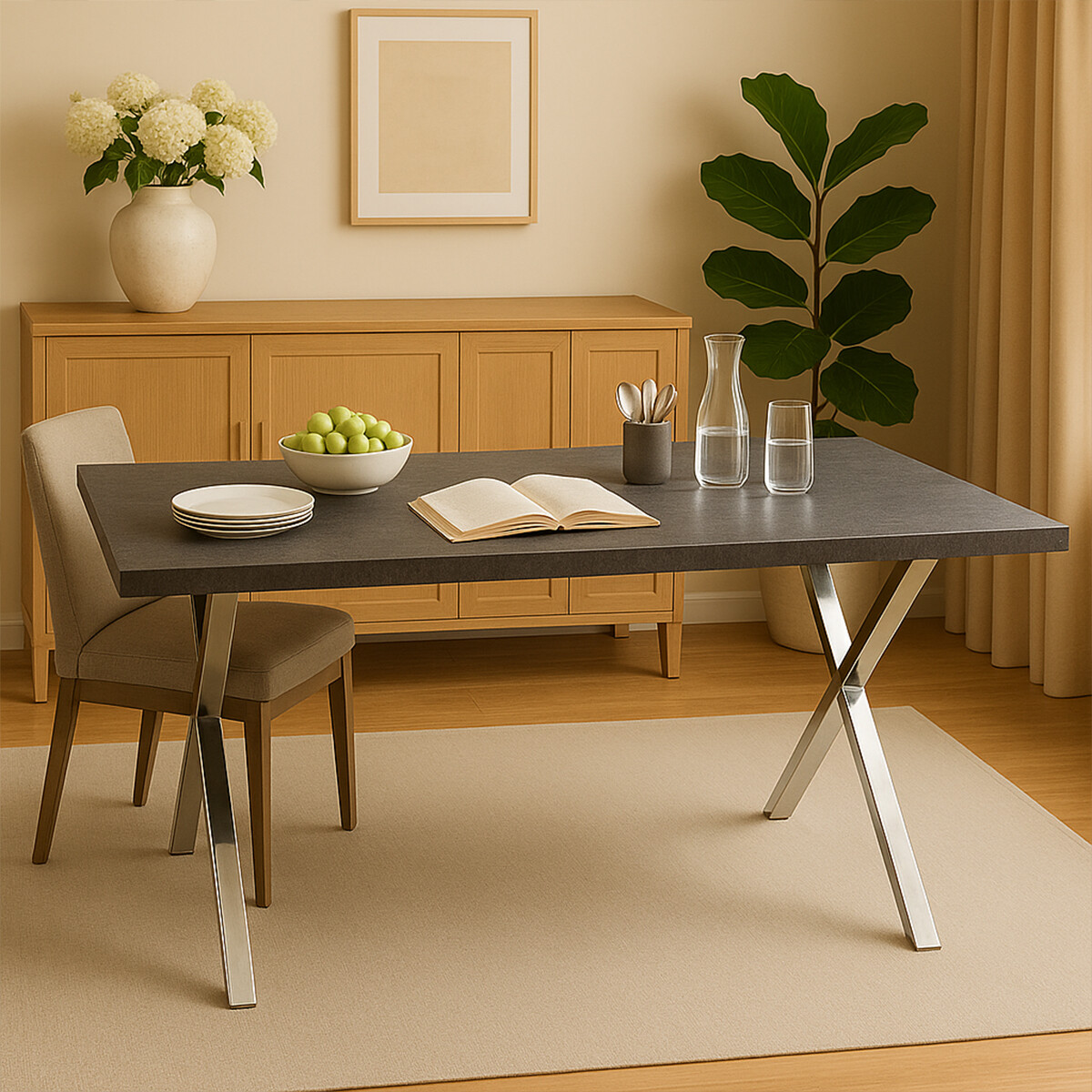 Mesa Comedor Con Patas Cromadas 