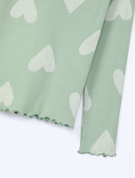 BLUSA INFANTIL MANGA LARGA ESTAMPADA VERDE