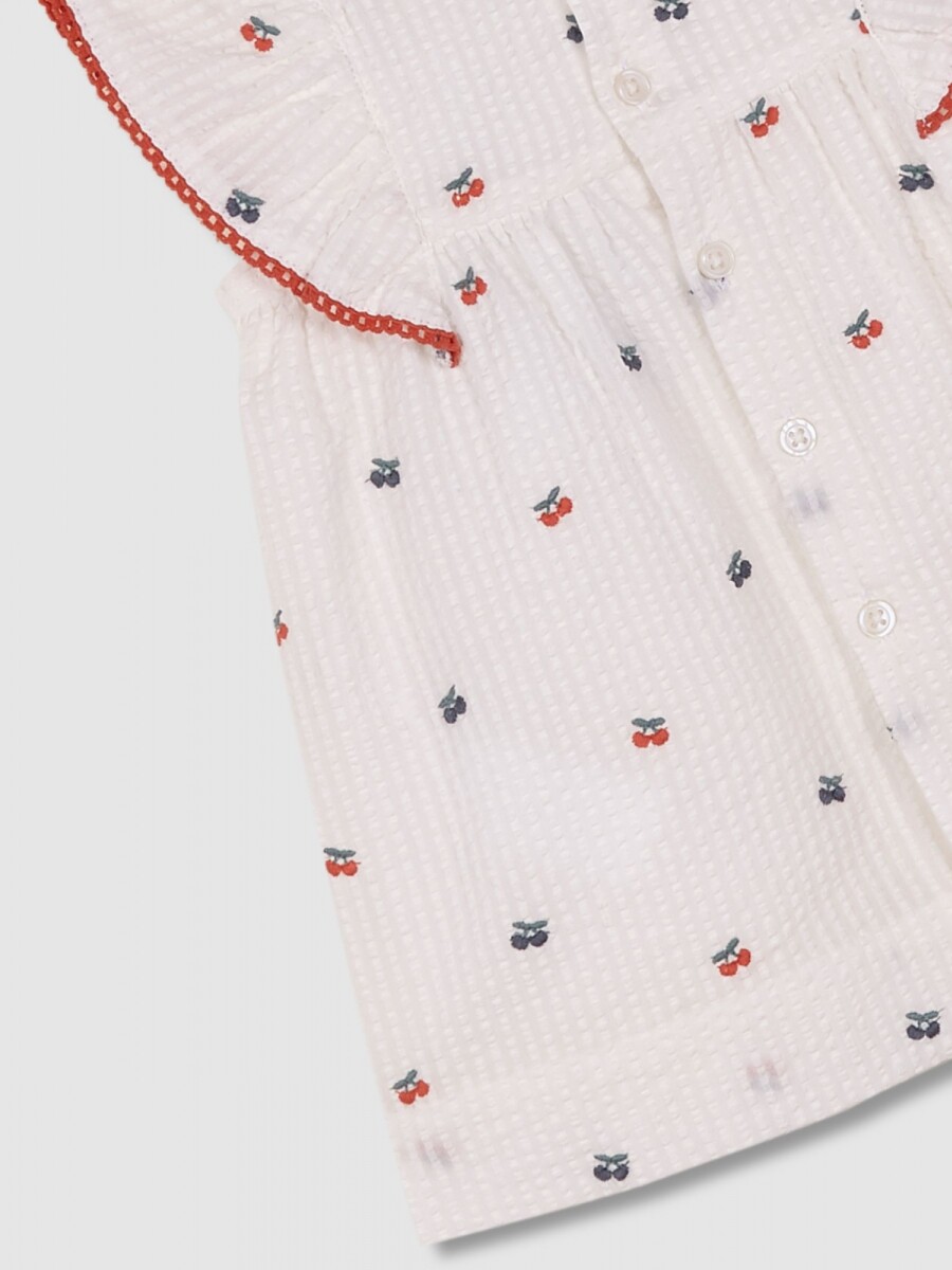 Vestido Estampado Con Volante Gris
