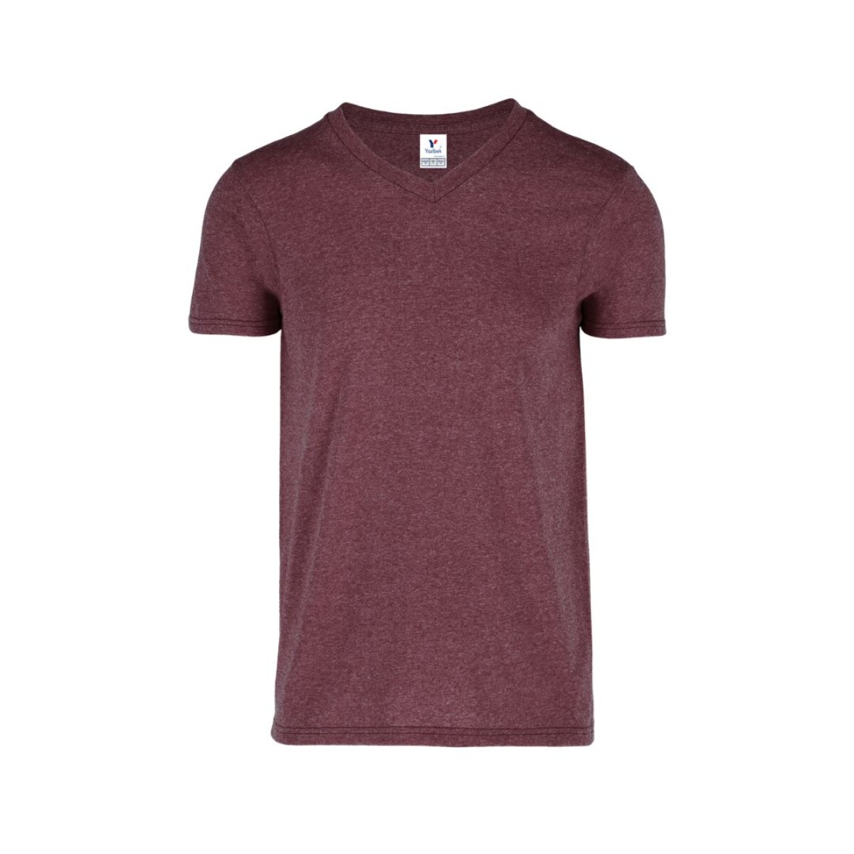 Camiseta jaspe escote en v - Bordó jaspe 
