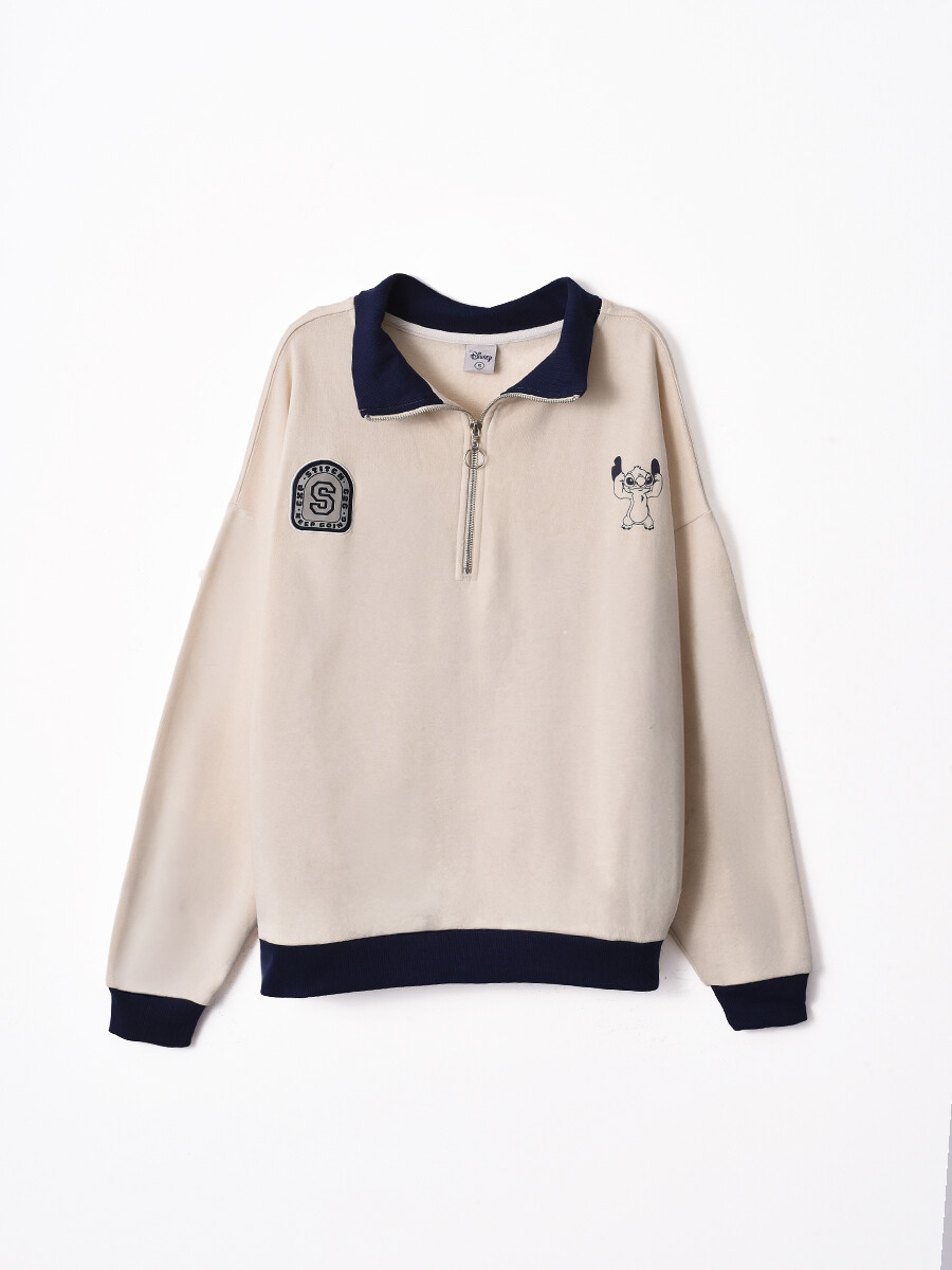 BUZO STITCH CLUB - BEIGE CLARO 