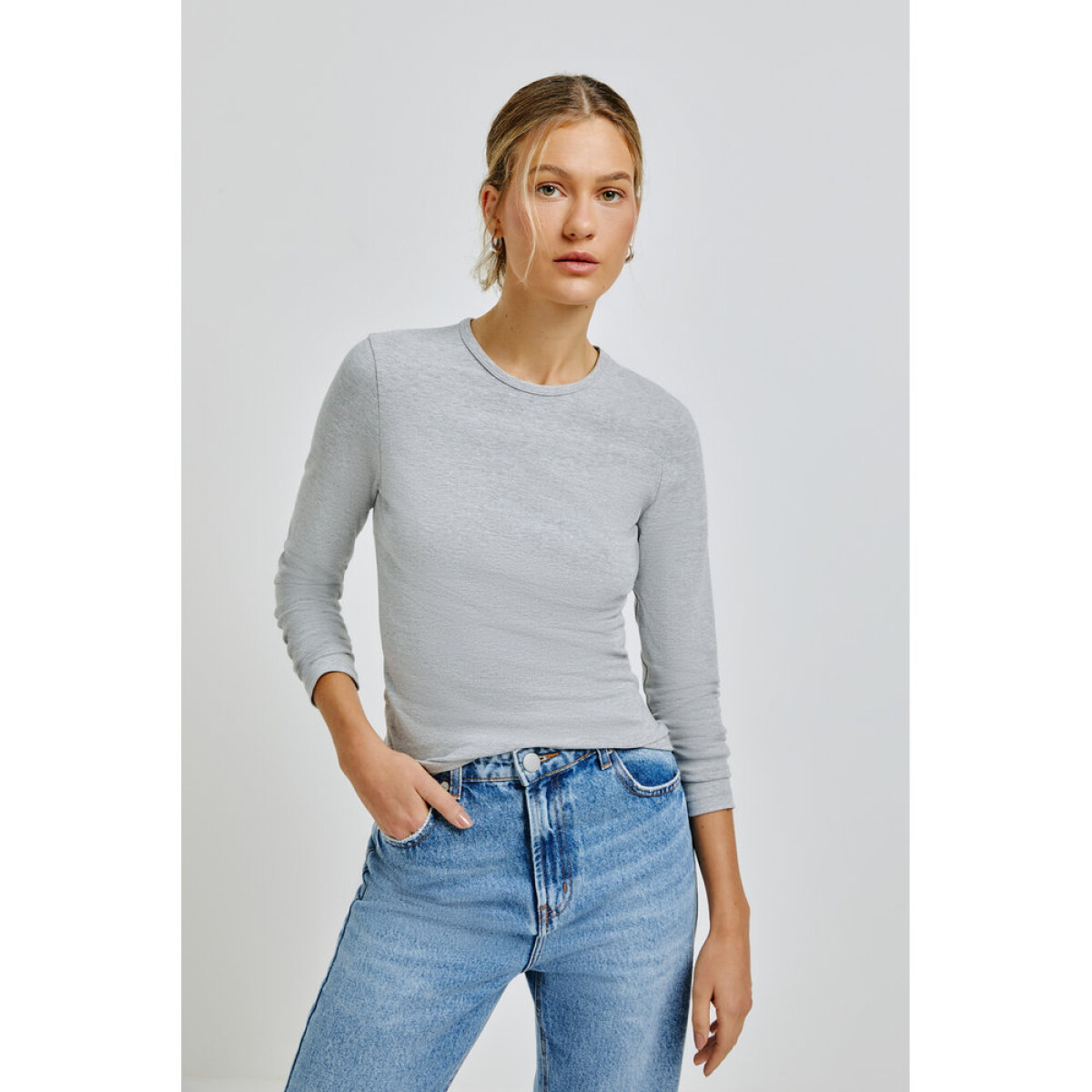 BLUSA ML FEM - CINZA MESCLA 