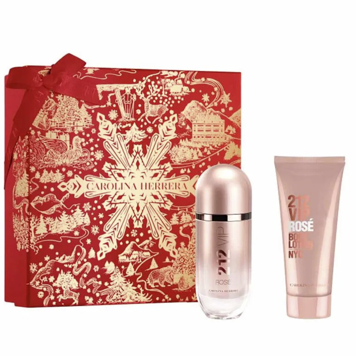 Set Perfume Carolina Herrera 212 VIP Rose 80ml + Body Lotion 100ml Original 