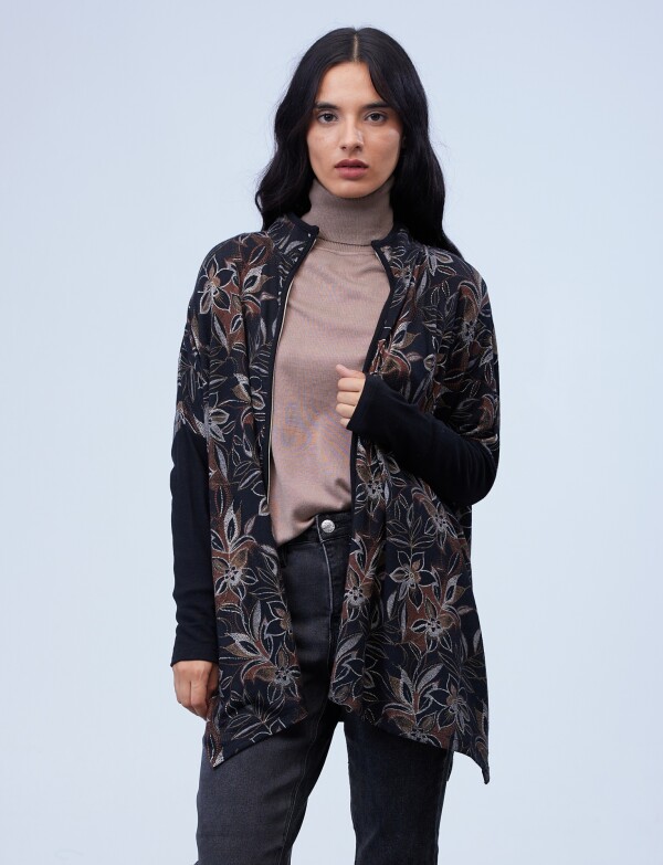 Cardigan Oversized Zip NEGRO/MULTI