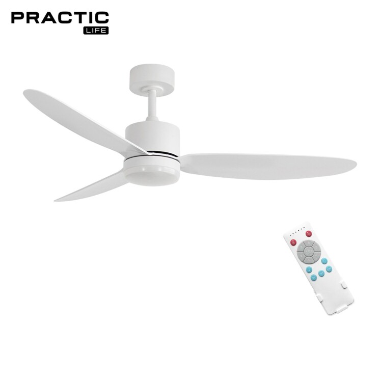 Ventilador de Techo Practic Life FS50233 con Luz LED y Control Remoto Blanco