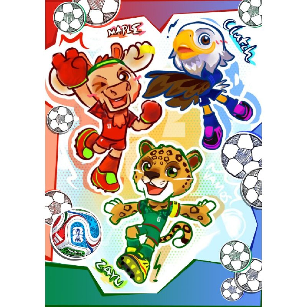 Láminas Mundial - Mascotas Fondo - Rect 