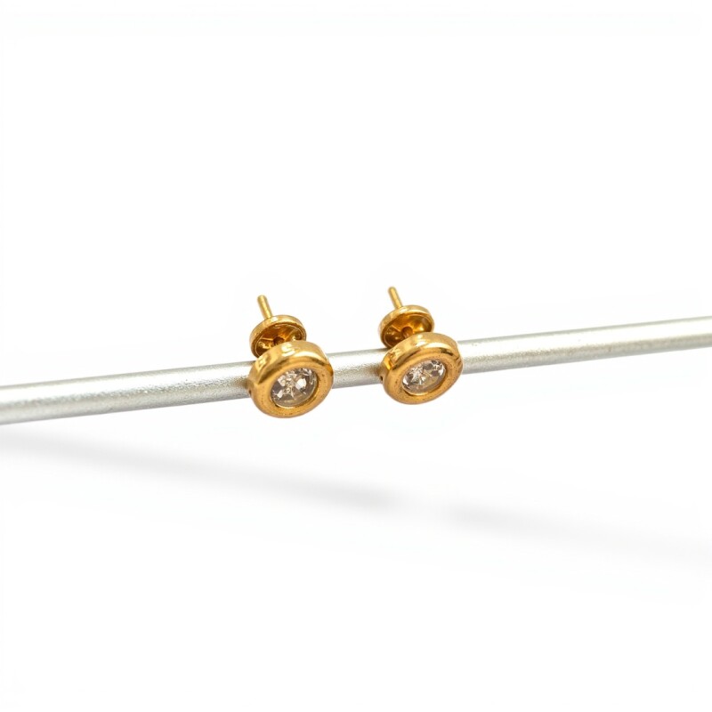 Caravanas Punto de Luz oro- Oro bajo - Zirconia - CA8111 conpiedra