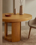 Mesa extensible redonda Artis de madera maciza y chapa de roble FSC 100% 120 (170) x 80 cm Mesa extensible redonda Artis de madera maciza y chapa de roble FSC 100% 120 (170) x 80 cm