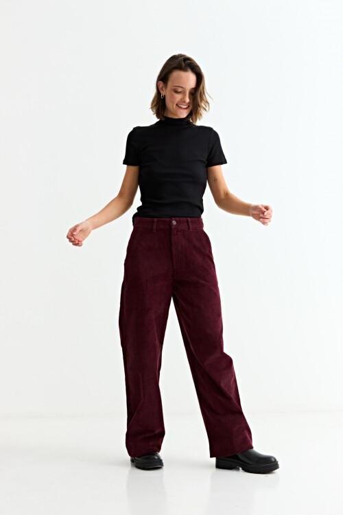 Pantalón pana wide leg BORDO