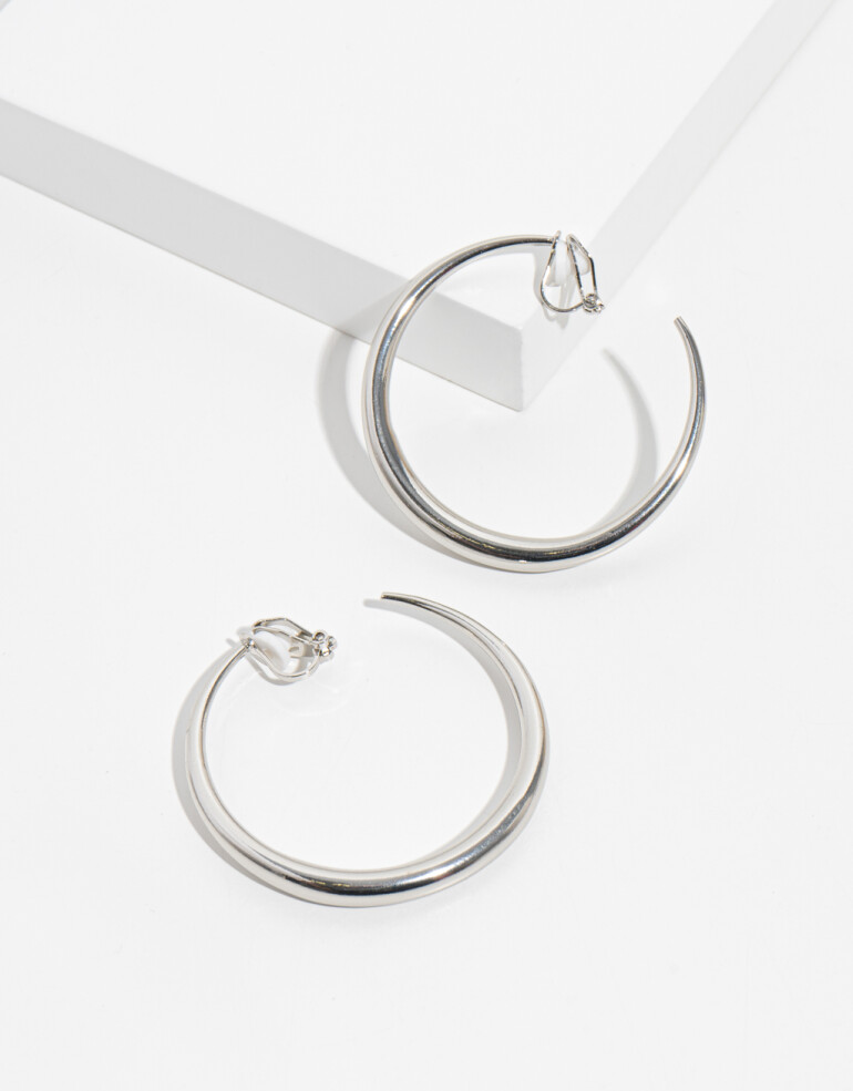 Aros Clips Metal Argollas Clip De Metal - Plateado Rodio