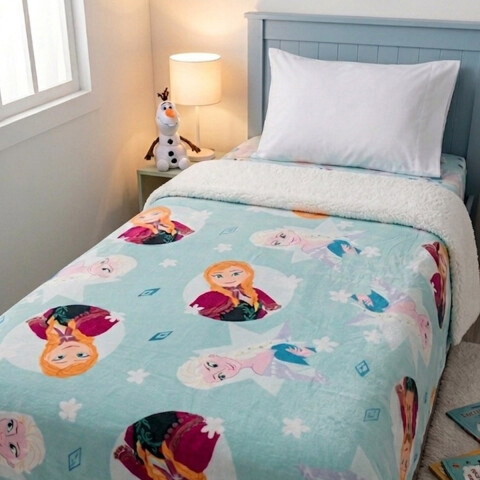 Frazada Coral con Corderito Infantil 1 Plaza 150 x 200 cm Frozen