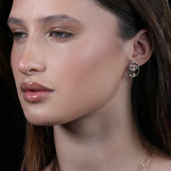 Caravanas Orbital de MOON en Plata 925 con brillantes Caravanas Orbital de MOON en Plata 925 con brillantes