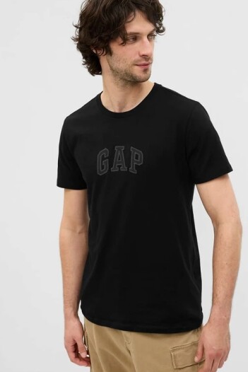 Remera Logo Manga Corta Hombre True Black