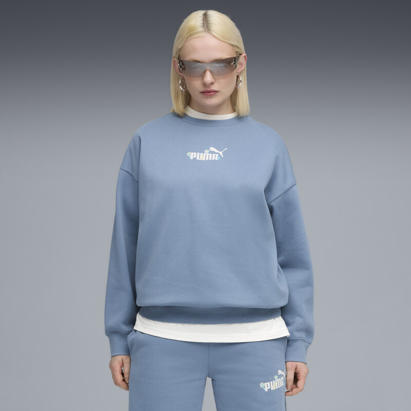 Buzo PUMA ESS NATURE 2.0 Overs.Crew FL Mujer 688078 34 Celeste