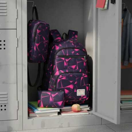 Set Mochila Bolso Monedero Alumno 3 Piezas Unisex Resistente Fucsia