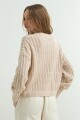 Cardigan escote V calado BEIGE
