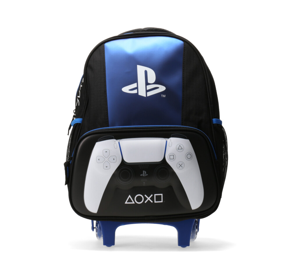 Mochila Play Station c/Carro Play Station - Negro/Azul/Blanco