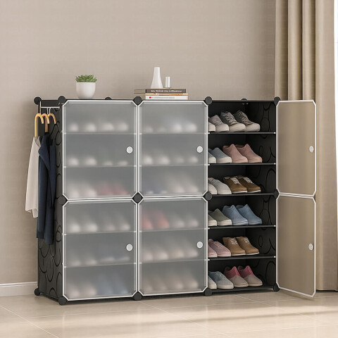 Armario Organizador de Zapatos IMBACK IBK-PLC003 | 6 Puertas, Modular, Resistente y Gran Capacidad Negro Armario Organizador de Zapatos IMBACK IBK-PLC003 | 6 Puertas, Modular, Resistente y Gran Capacidad Negro