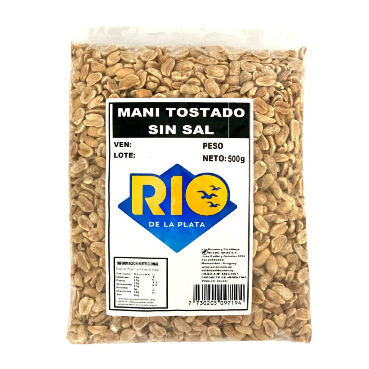 MANI TOSTADO S/SAL RIO DE LA PLATA 500 GR 