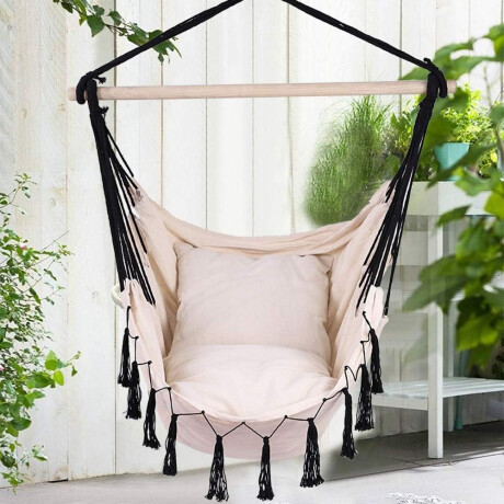 Silla Hamaca Paraguaya Colgante +2 Almohadones Jardín Balcón Crudo
