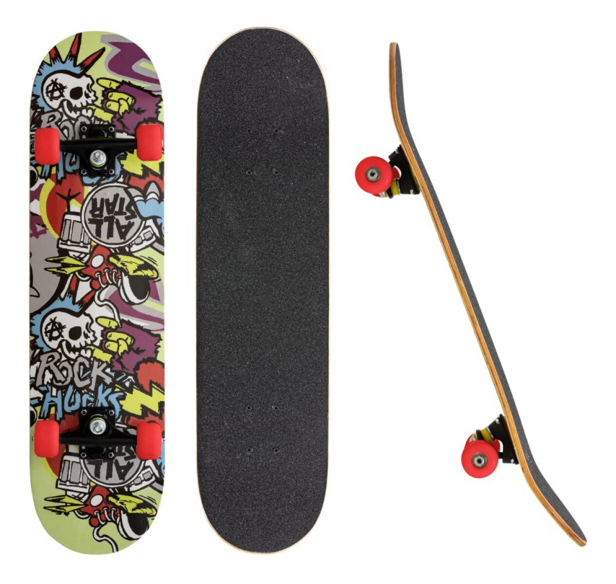 Skate Madera 7 Capas Con Lija Antideslizante Profesional - Variante Diseño Calaveras 