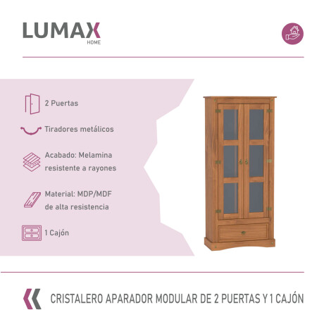 Cristalero Aparador Lumax Armario 2 puertas 1 cajón Madera Maciza Cristalero Aparador Lumax Armario 2 puertas 1 cajón Madera Maciza