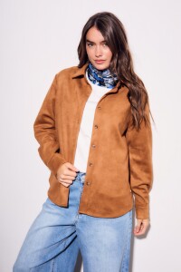 Camisa Gamuza Cuero Vegano Camel
