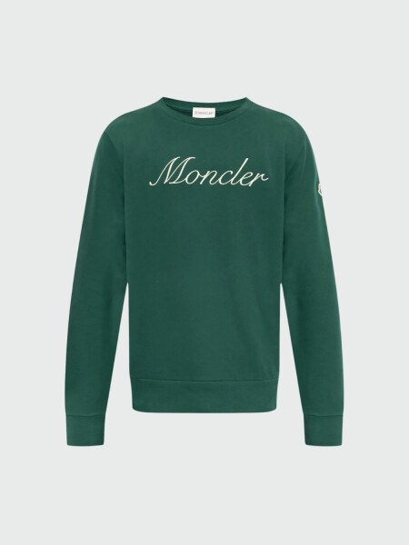 Moncler - Sudadera de Algodón con Logotipo Bordado Verde